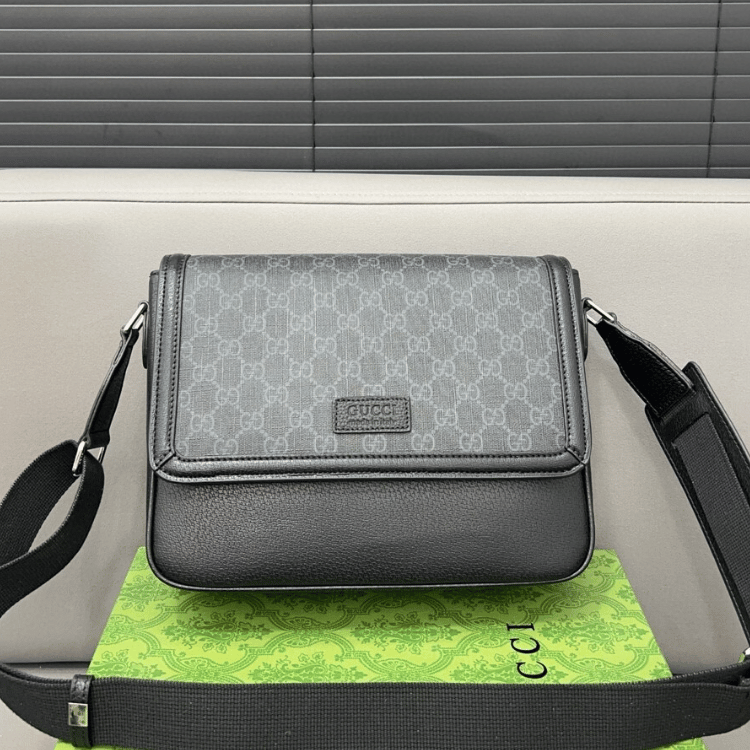 Gucci Gg Embossed Messenger Bag Black 9 Inches