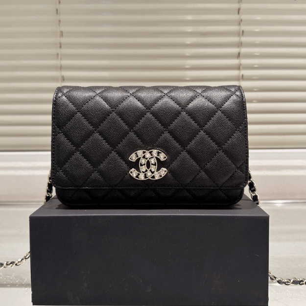 Chanel Flap Bag Woc (Wallet On Chain) Black 7.5 Inches