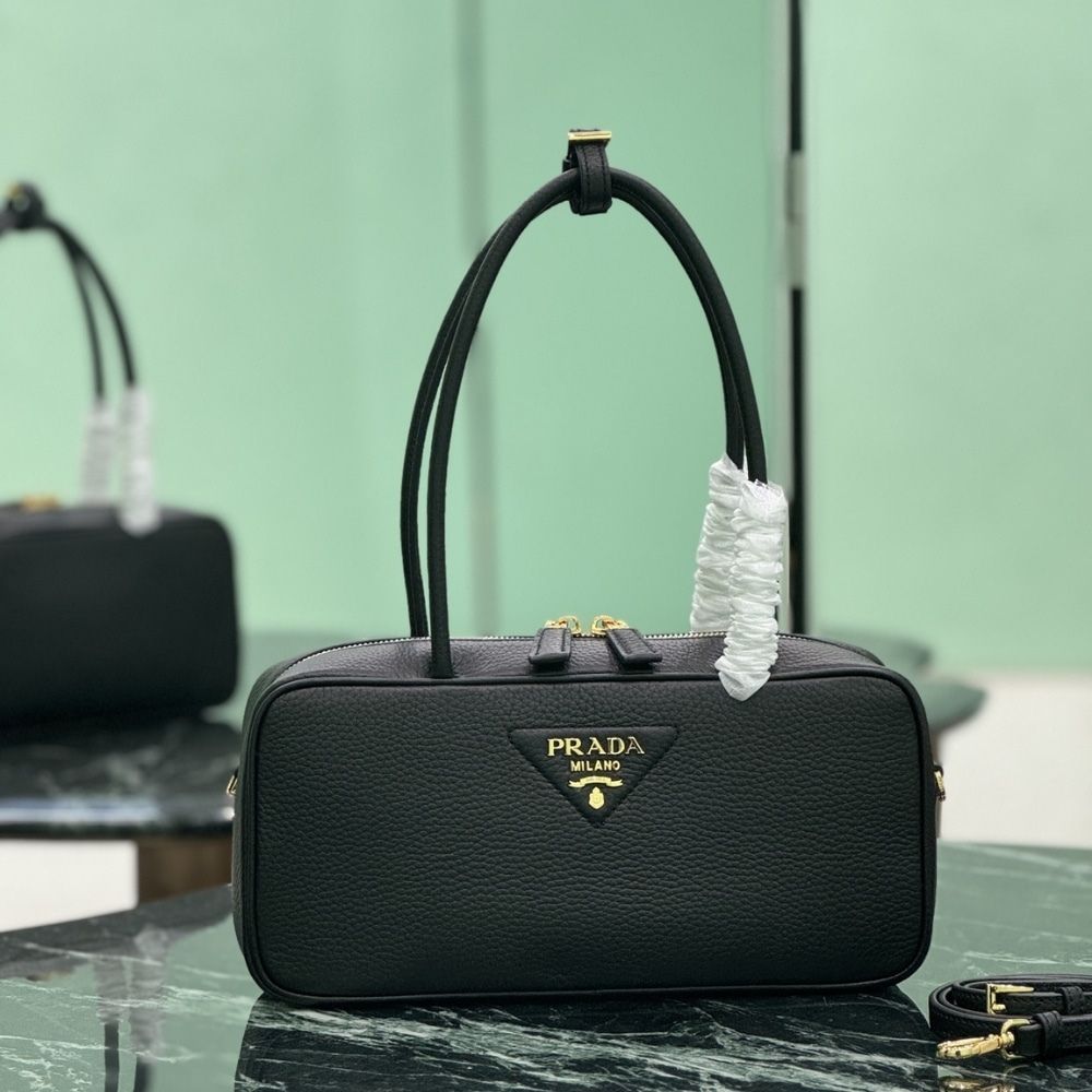Prada Medium Top Handle Bag Black 11.4 Inches 1BB126 2DKV F0632 V Ono