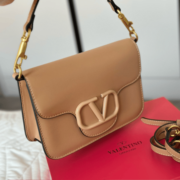 Valentino Vlogo Shoulder Bag Nude 8.7 Inches