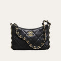 Chanel Hobo Handbag Gold Tone Hardware Black 9.4 Inches AS5177 B18293 94305