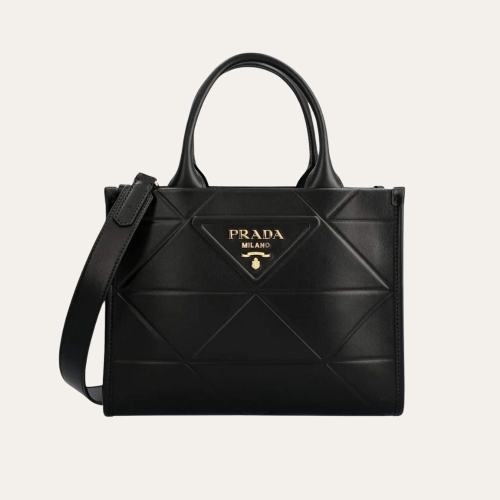 Prada Small Symbole Bag With Topstitching Black 11 Inches 1Ba379 Ask F0002 V Oco