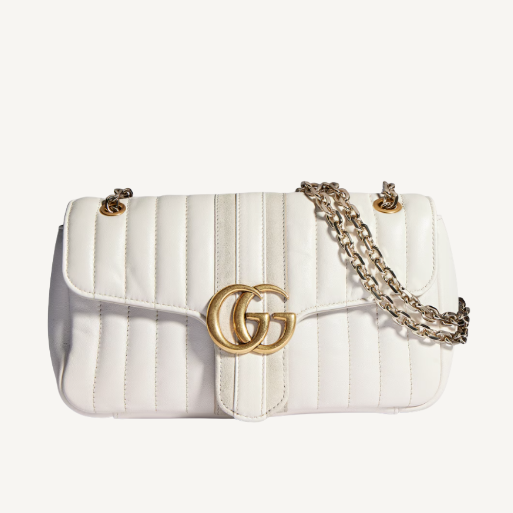 Gucci Jetset GG Marmont Medium Shoulder Bag White 10.2 Inches