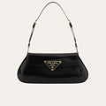 Prada Cleo Bag In Brushed Leather With Triangle Logo Black 9.4 Inches