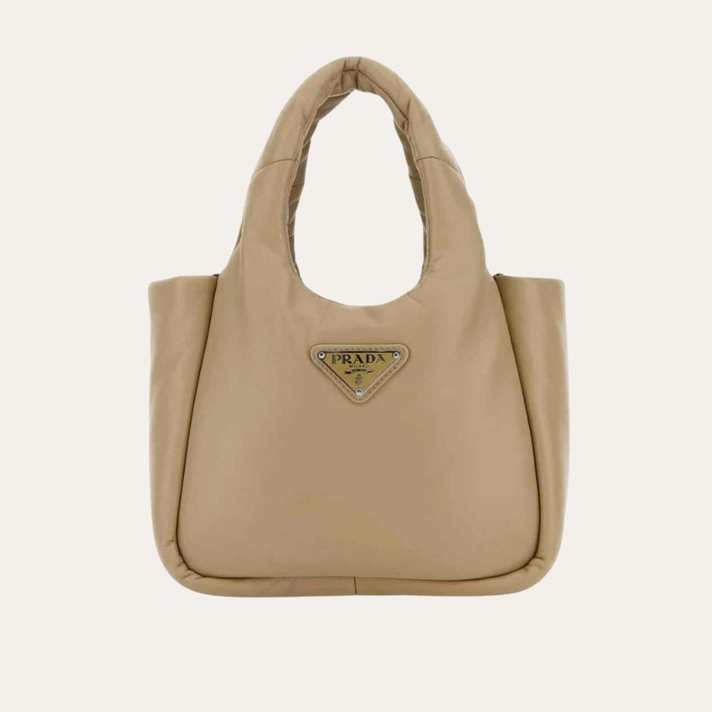 Prada Padded Soft Leather Bag Desert Beige 7.5 Inches 1Ba359 2Dyi F0F24 V Ovo