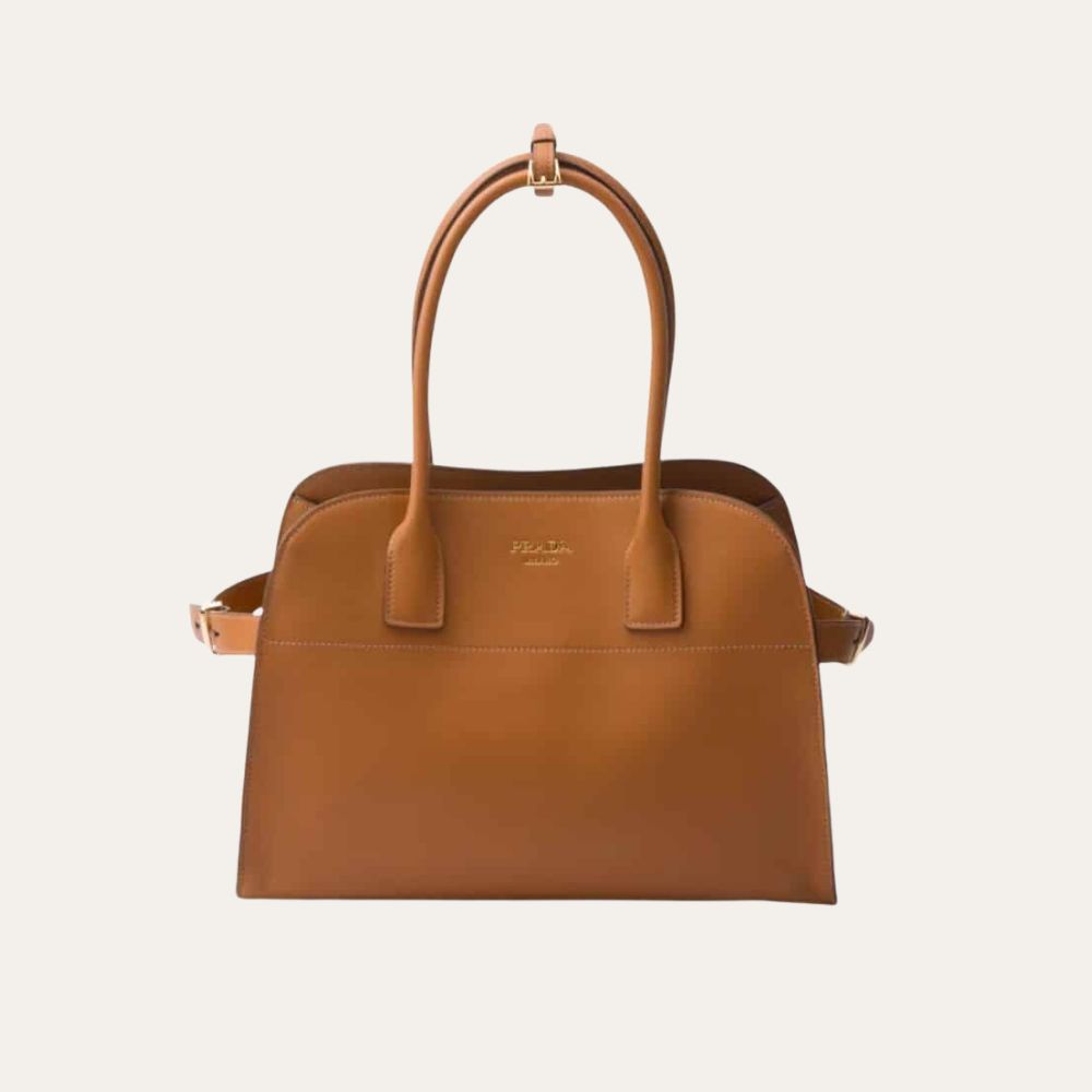 Prada Medium Leather Tote Bag Dark Orange 12.6 Inches 1Bg517 2Cys F03Bh V Ooo