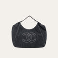 Chanel Coco Cabas Shopping Bag Denim Dark Blue 14.2 Inches