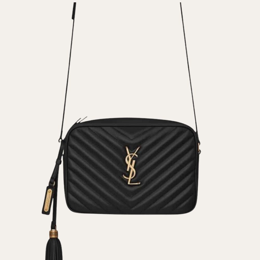 Saint Laurent Lou Camera Bag In Quilted Black Gold Leather 9 Inches 612544Dv7071000