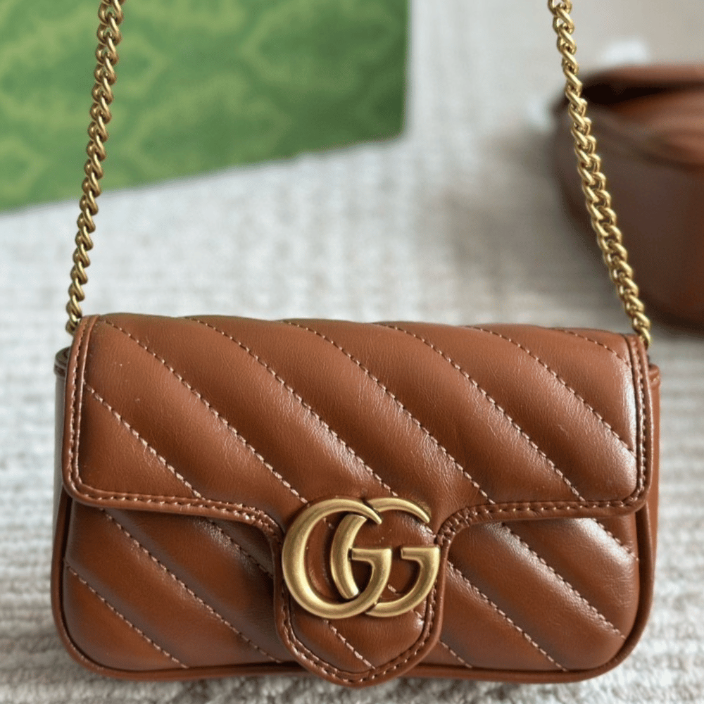 Gucci Gg Marmont Chain Shoulder Bag Brown 10.2 Inches