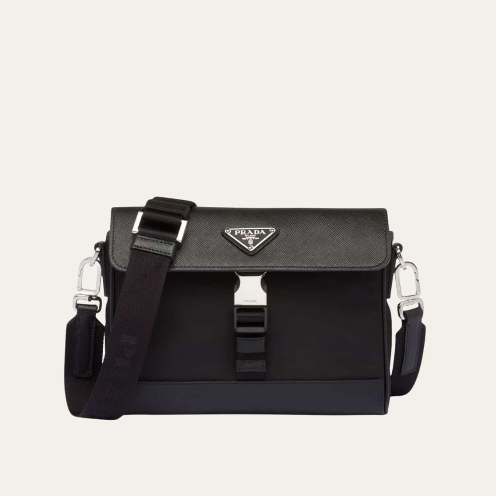 Prada Re Nylon And Saffiano Shoulder Bag Black 7.9 Inches 2Vd053 2Dmh F0002 V Ooo