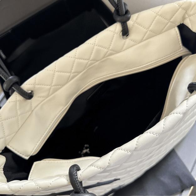 Chanel Cambon Line Tote Bag White/Black 11.0 Inches