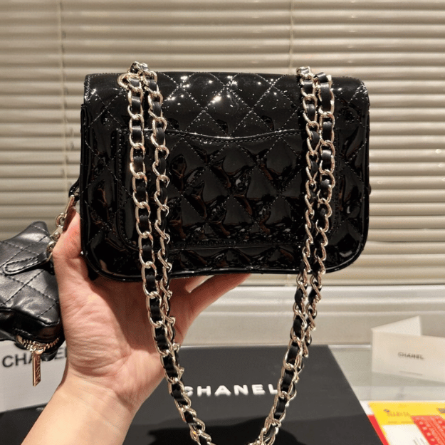 Chanel 24C Mini Flap Bag Metallic Black 7.5 Inches