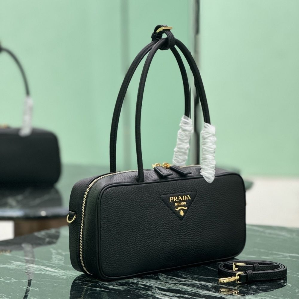Prada Medium Top Handle Bag Black 11.4 Inches 1BB126 2DKV F0632 V Ono