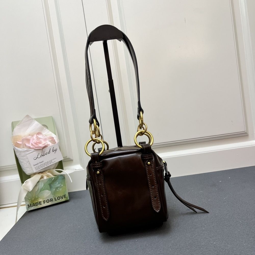 Prada Dangle Top Handle Mini Bag Brown 5.5 Inches
