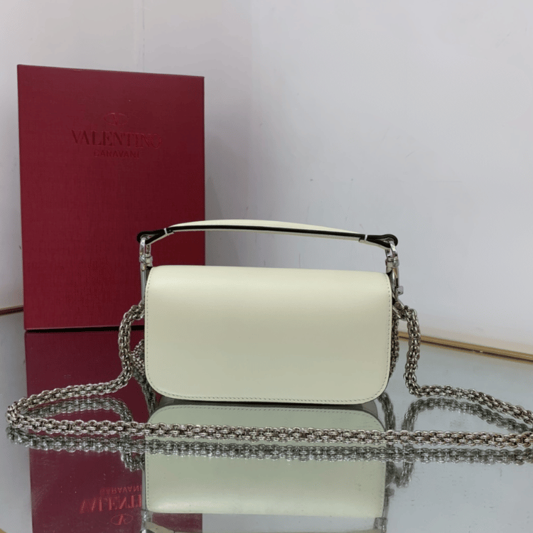 Valentino Locò Small Shoulder Bag White 7.8 Inches
