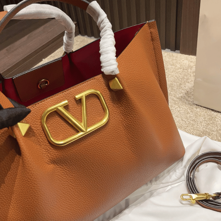 Valentino Vlogo Raffia Tote Bag Brown  9.8 Inches