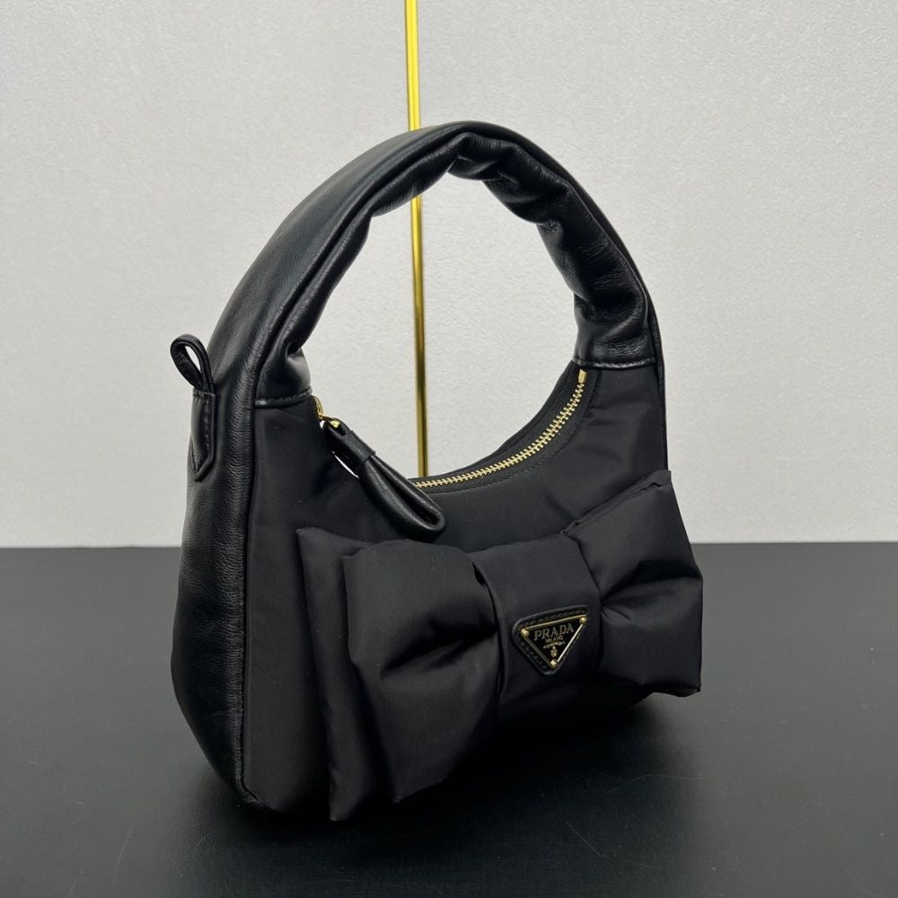 Prada Re Nylon And Nappa Mini Bag With Bow Black 8.3 Inches 1Bc241 Rp0C F0002 V Oxo