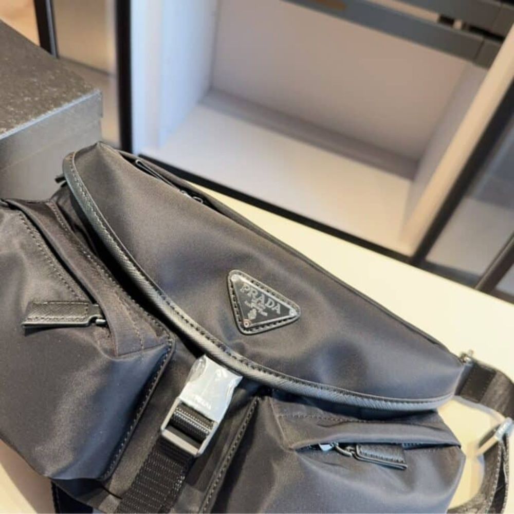 Prada Re Nylon And Leather Shoulder Bag Black 11 Inches 2Vh175 2Dw3 F0002 V Ooo