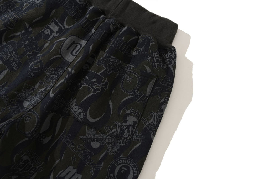 BAPE Gold Letter Print Full-Length Pants