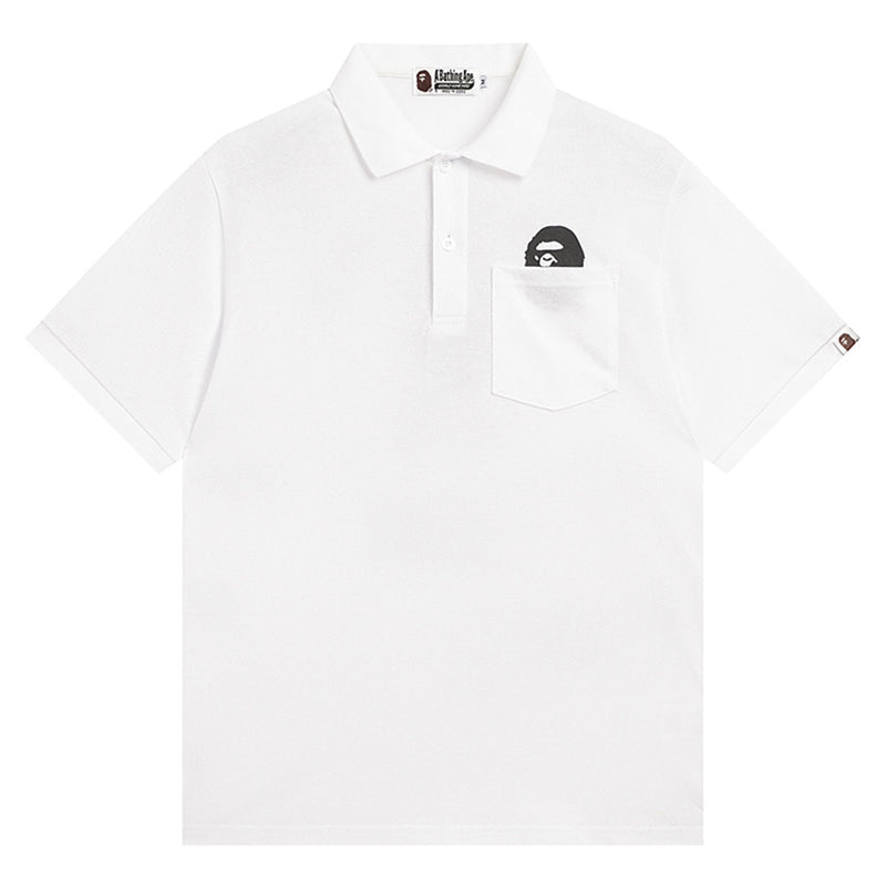 BAPE A Bathing Ape Head Logo Polo Shirt