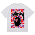 BAPE x Stussy Ape Head Tee - Gray & Black