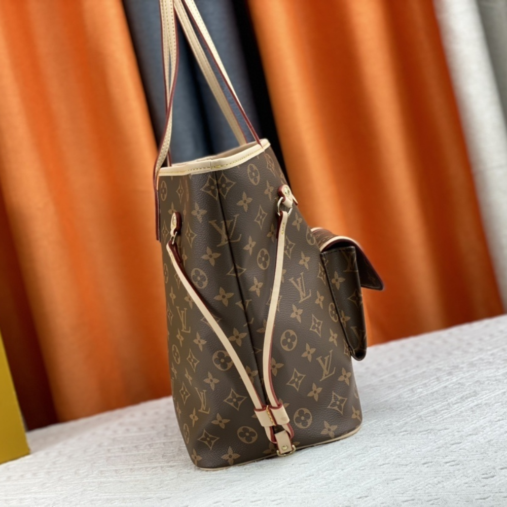 Louis Vuitton Neverfull MM Monogram Empreinte With Pouch Pocket Brown 12.2 Inches M20921