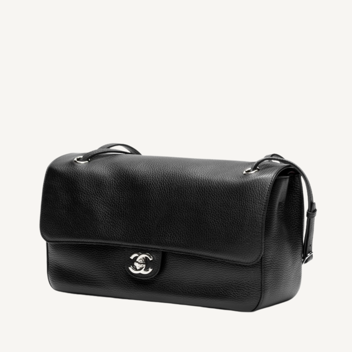 Chanel Maxi Flap Bag Black Silver Hardware 12.6 Inches