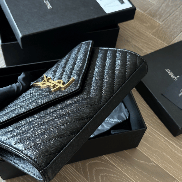 Saint Laurent Matelassé Envelope Bag Black 8.7 Inches