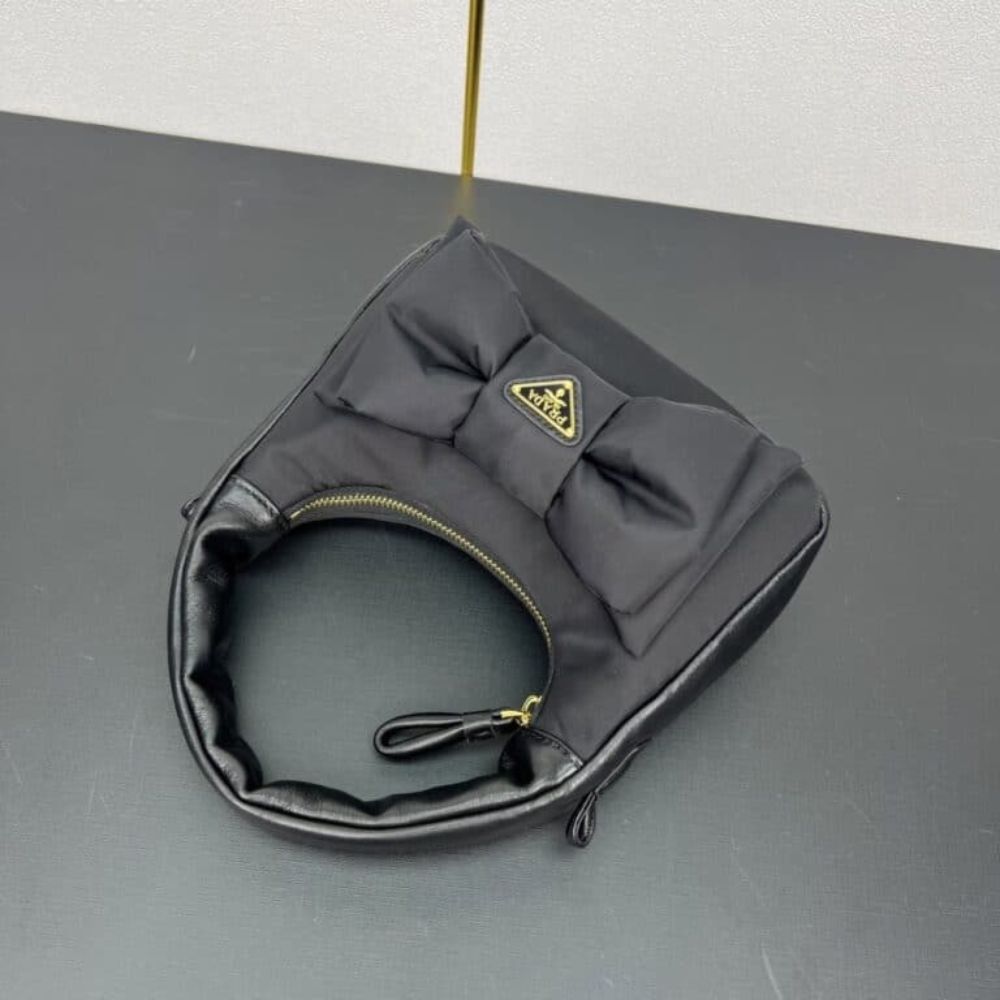 Prada Re Nylon And Nappa Mini Bag With Bow Black 8.3 Inches 1Bc241 Rp0C F0002 V Oxo