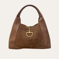 Gucci Softbit Maxi Suede Shoulder Bag Brown 16.5 Inches