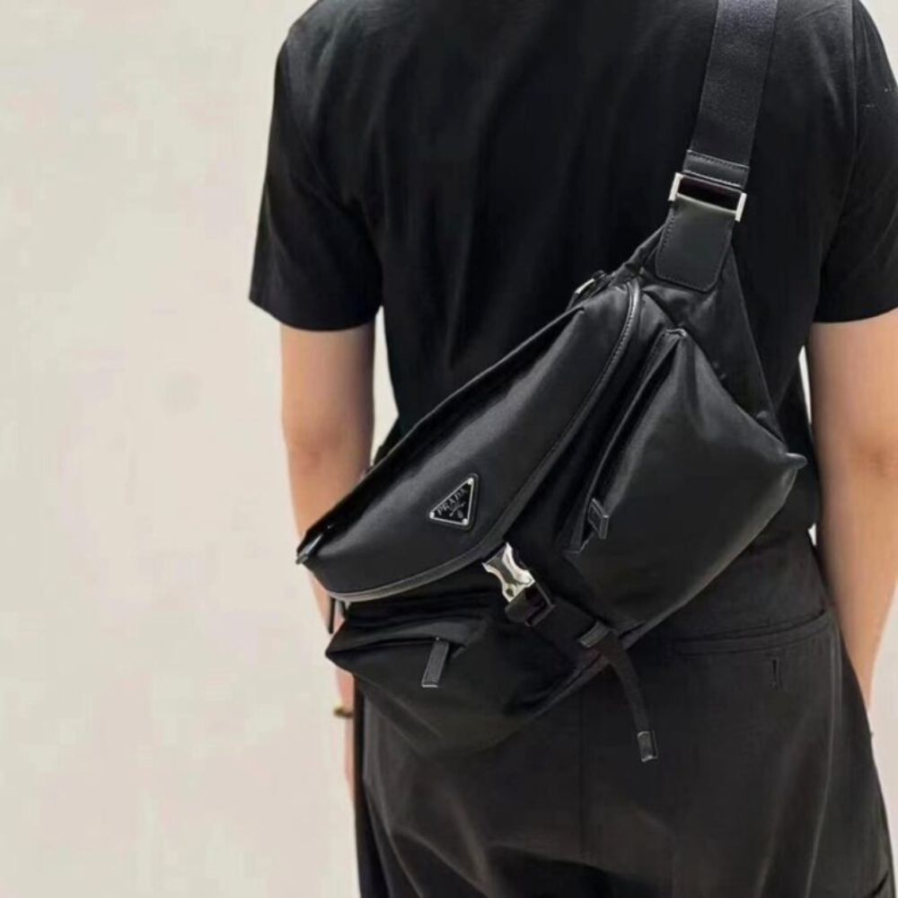 Prada Re Nylon And Leather Shoulder Bag Black 11 Inches 2Vh175 2Dw3 F0002 V Ooo