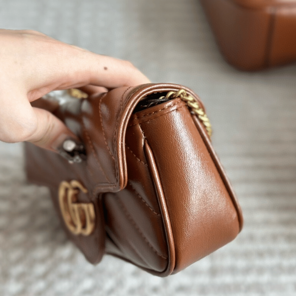 Gucci Gg Marmont Chain Shoulder Bag Brown 10.2 Inches