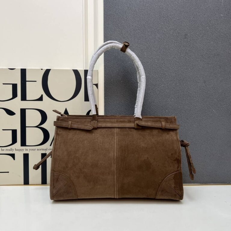 Prada Bonnie Large Suede Handbag Cacao Brown 15 Inches 1Ba433 2C4S F0324 V Moo