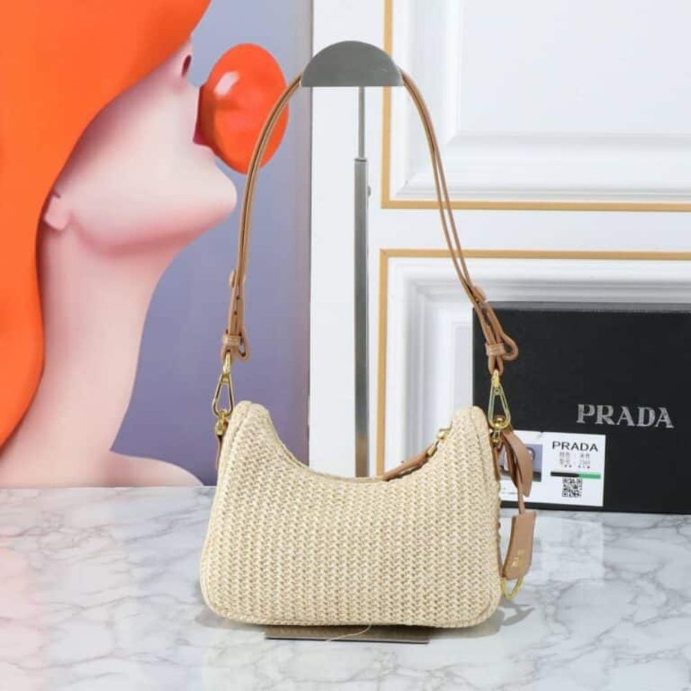 Prada Re Edition Crochet Bag Natural 8.7 Inches 1BC204 2M2T F0018 V JUO