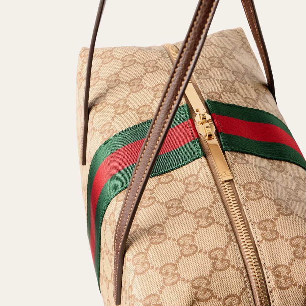 Gucci Melrose Medium Boston Bag Sand Dark Brown 11.4 Inches