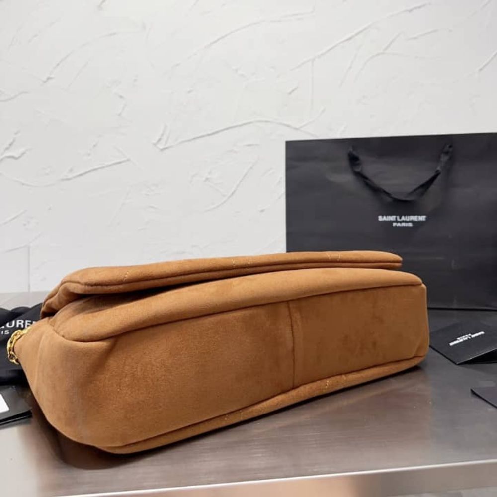 Saint Laurent Large Jamie 4.3 In Suede Brown 16.9 Inches 7424311U8P72102