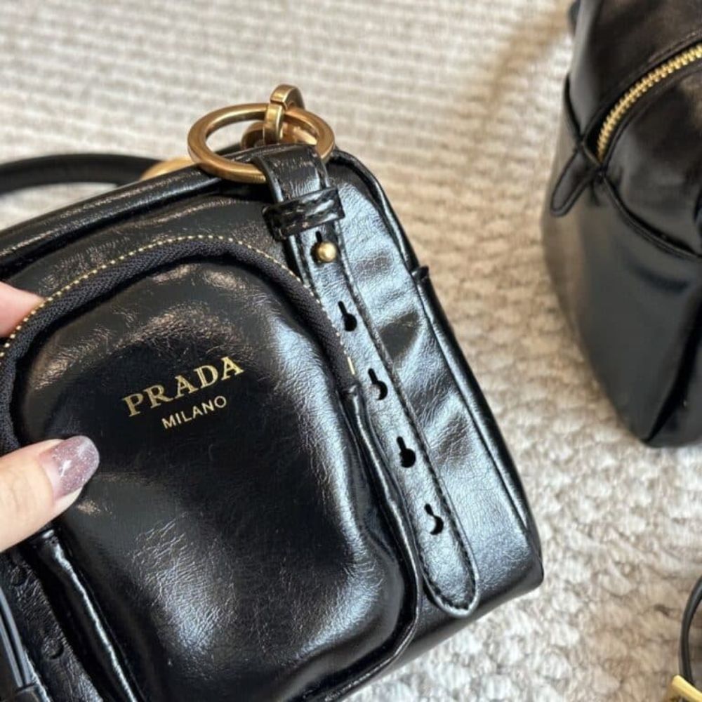 Prada Dangle Leather Top Handle Mini Bag Black 6.3 Inches 1BB137 2CYR F0002 V OOO