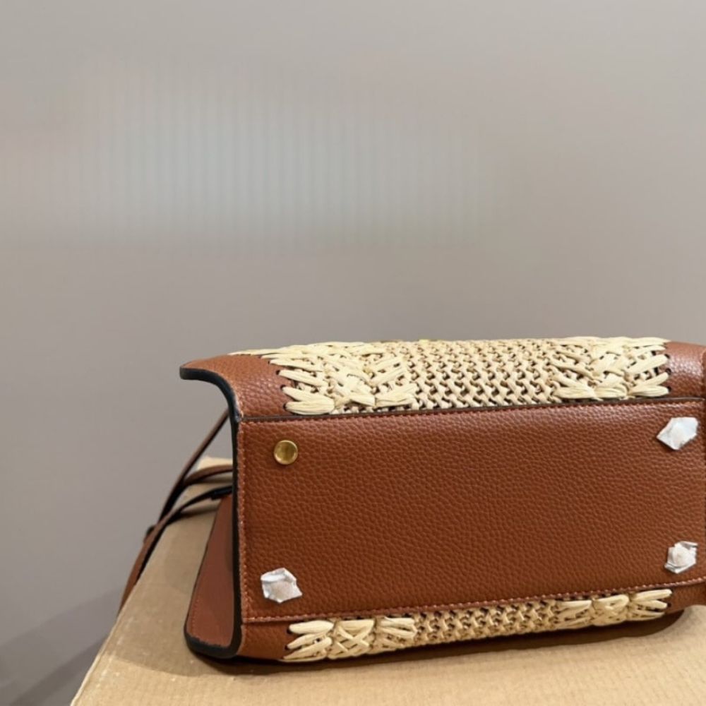 Valentino Garavani VLogo Signature Handbag With Raffia Embroidery 8.7 Inches