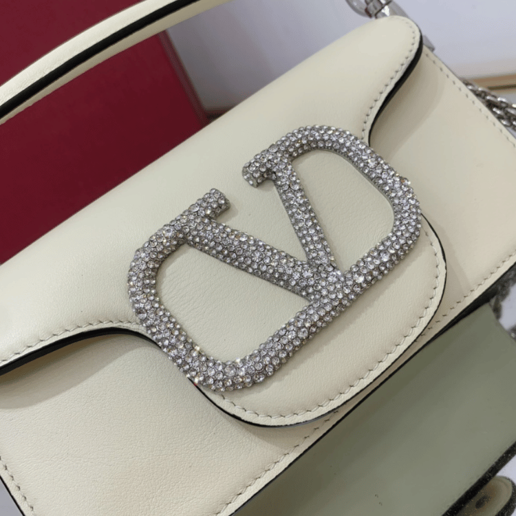 Valentino Locò Small Shoulder Bag White 7.8 Inches