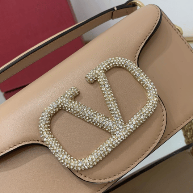 Valentino Locò Small Shoulder Bag Nude 7.8 Inches