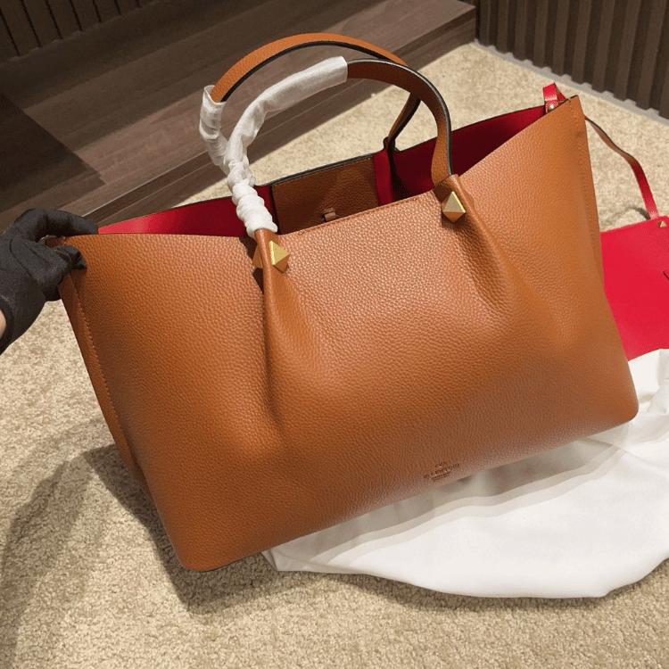 Valentino Vlogo Raffia Tote Bag Brown  9.8 Inches