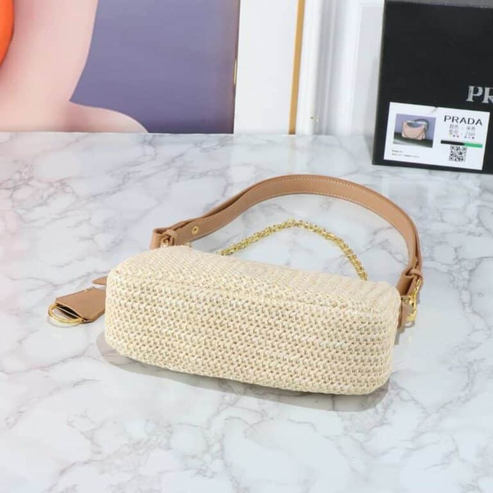 Prada Re Edition Crochet Bag Natural 8.7 Inches 1BC204 2M2T F0018 V JUO
