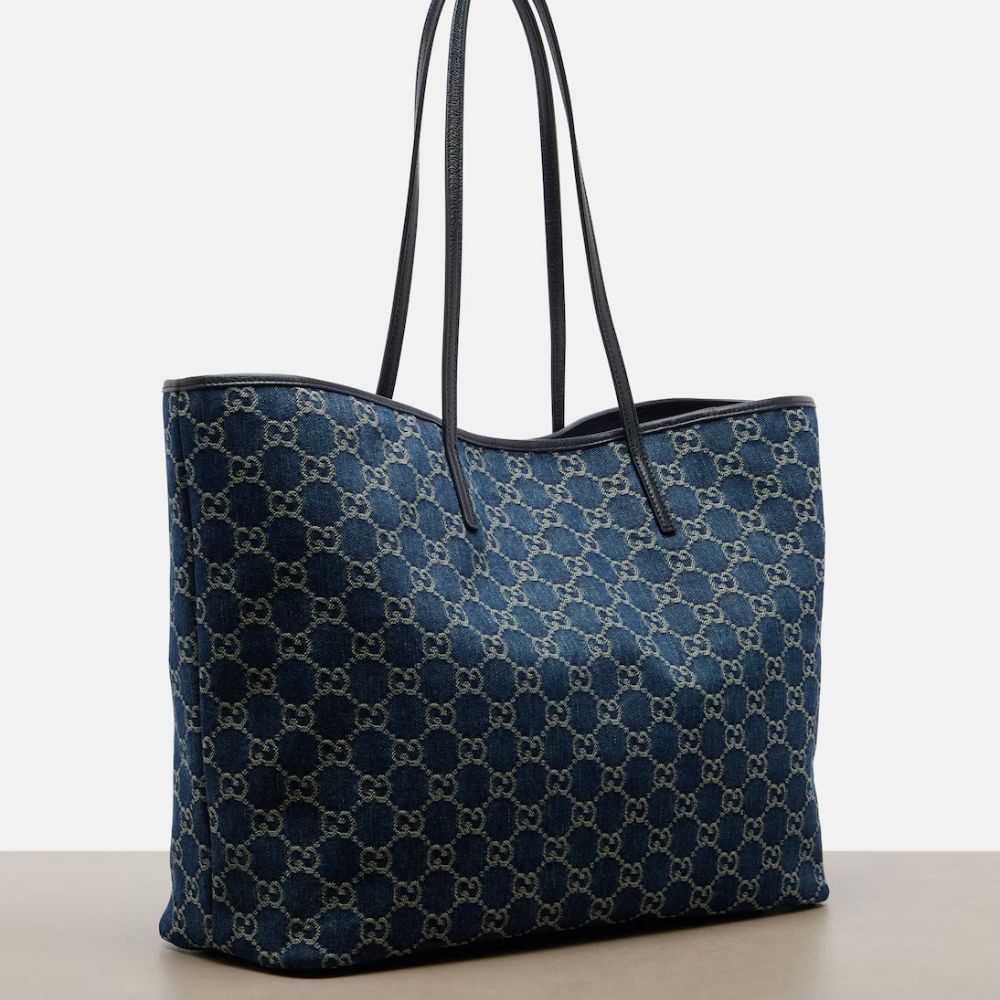 Gucci Generation Medium Tote Bag GG Denim Dark Blue 15 Inches