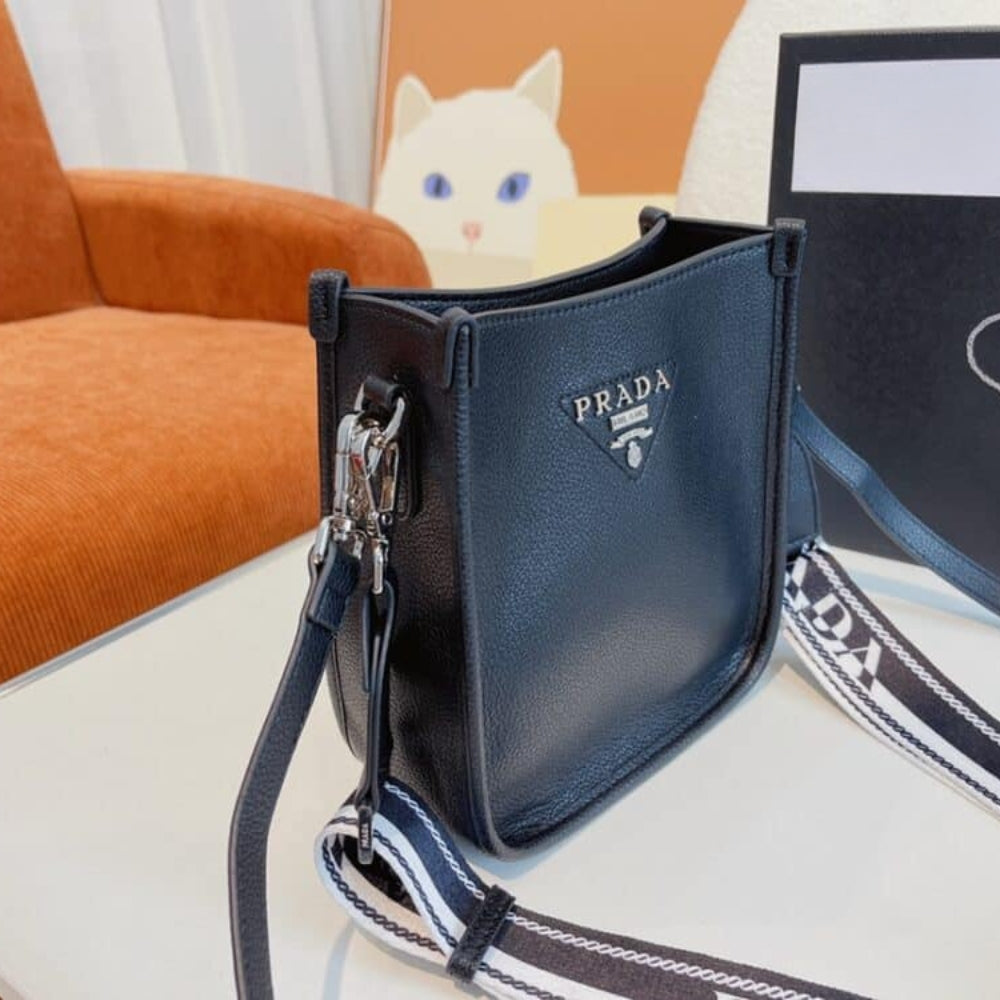 Prada Leather Mini Shoulder Bag Black 7.9 Inches 1Bh191 2DKV F0002 V 3OO