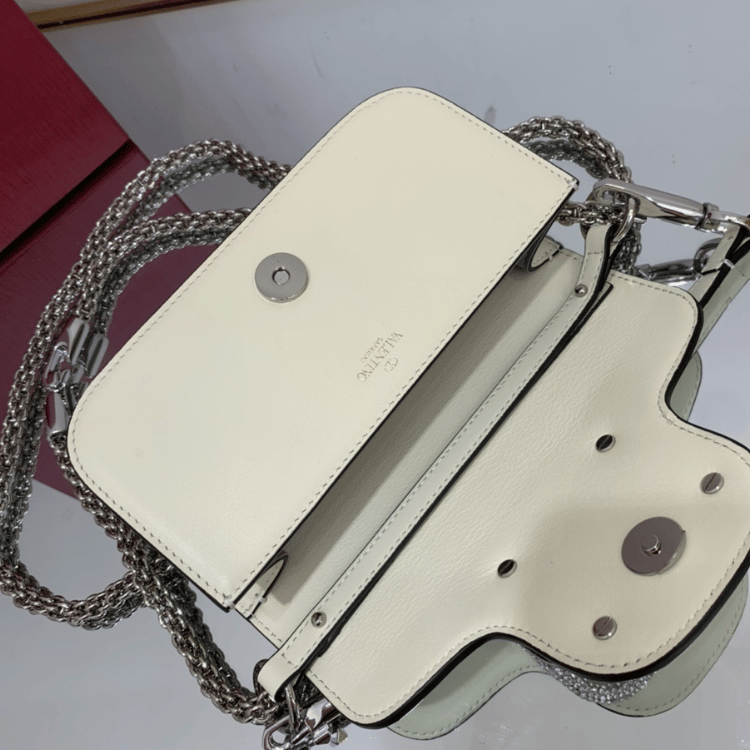 Valentino Locò Small Shoulder Bag White 7.8 Inches