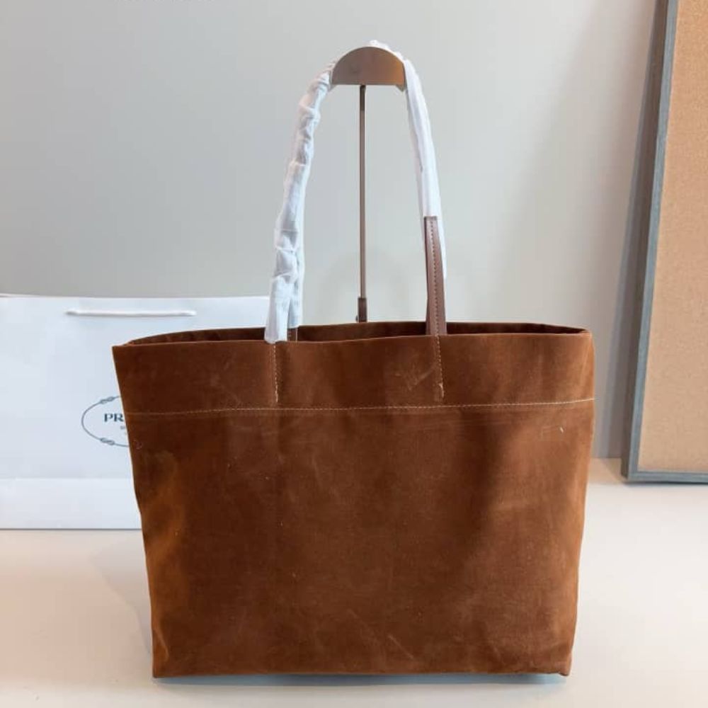 Prada Suede Tote Bag Cocoa Brown 14.6 Inches