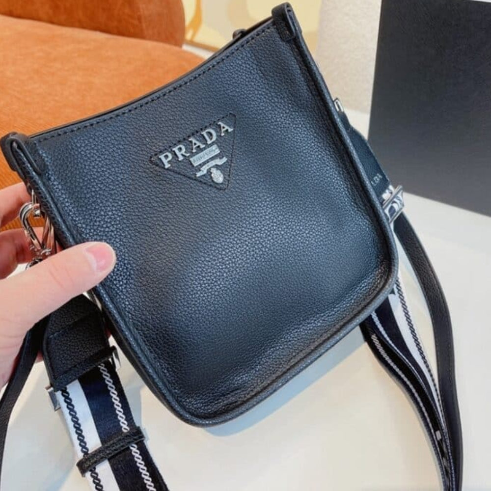 Prada Leather Mini Shoulder Bag Black 7.9 Inches 1Bh191 2DKV F0002 V 3OO