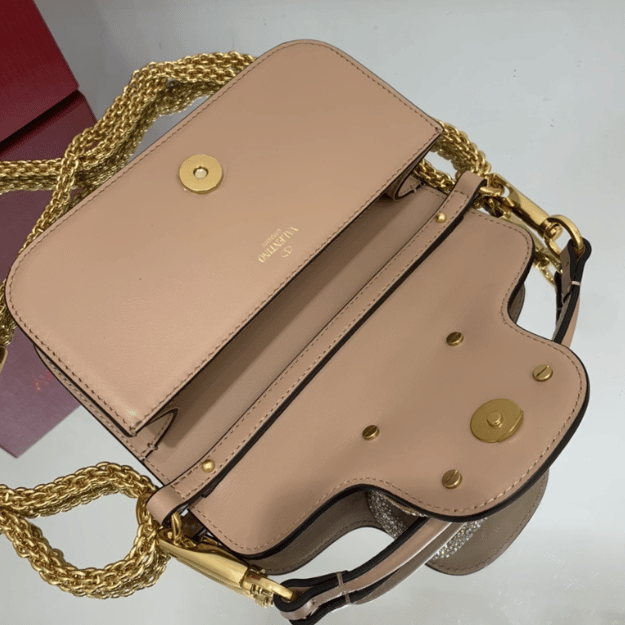 Valentino Locò Small Shoulder Bag Nude 7.8 Inches