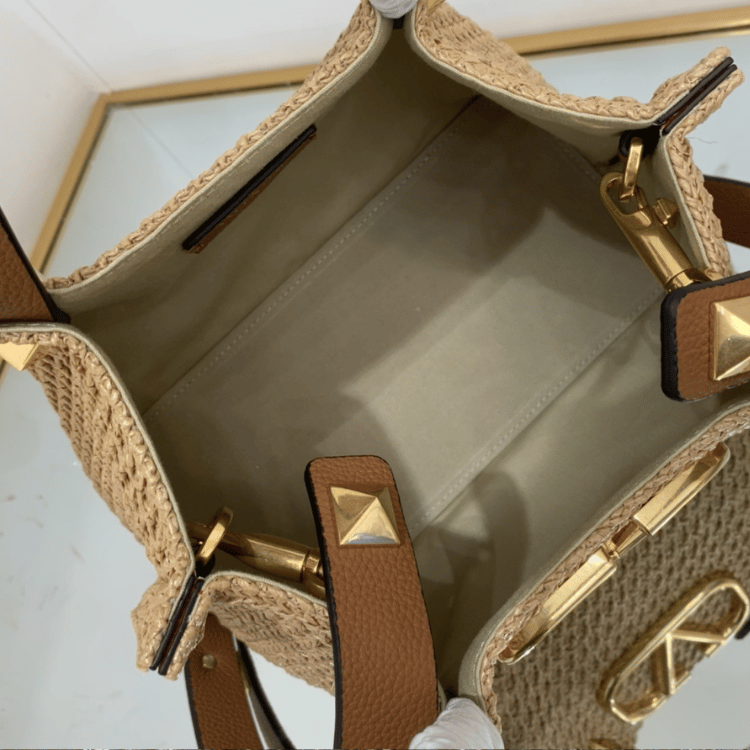 Valentino Vlogo Raffia Tote Bag 9.8 Inches