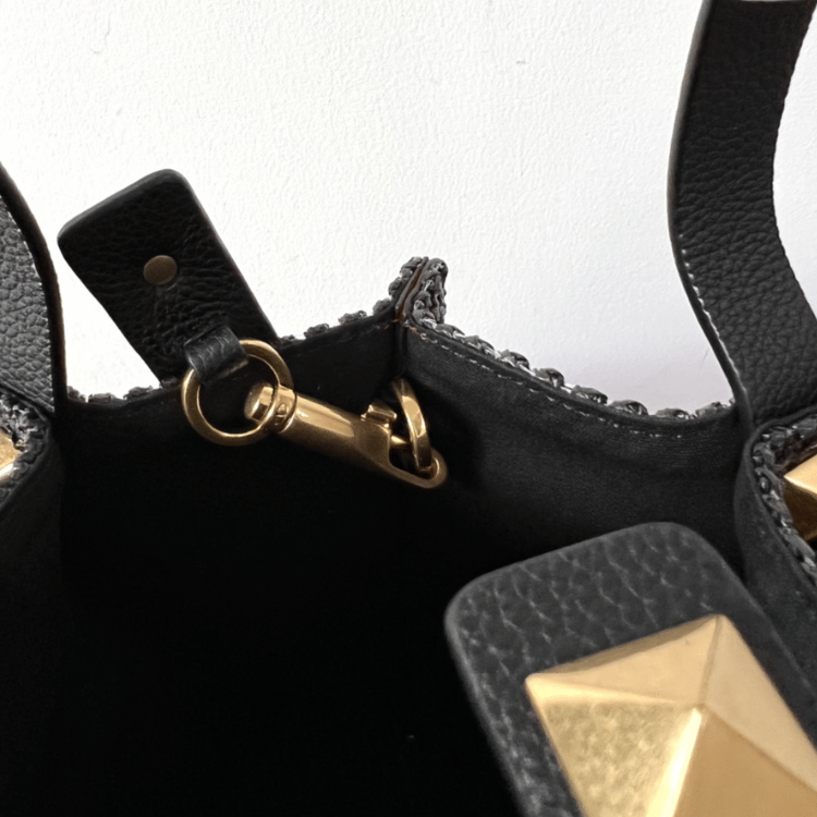 Valentino Vlogo Raffia Tote Bag Black 9.8 Inches